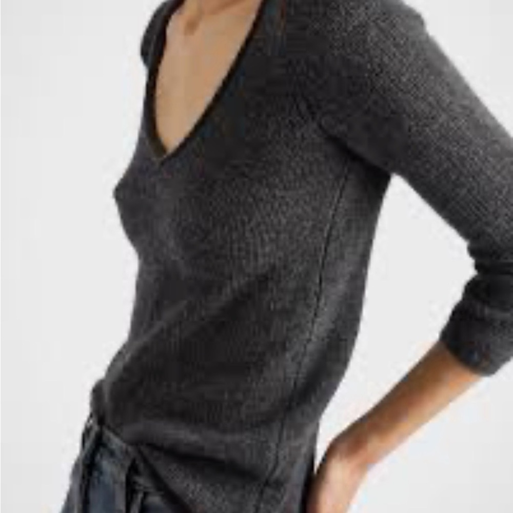 Philosophy 100% Cashmere Dane Lewis Cashmere Charcoal V-Neck Sweater
